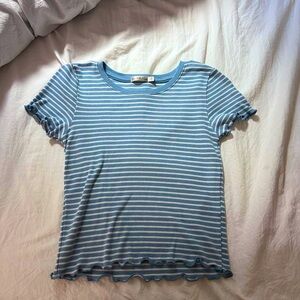Blue and white striped baby tee